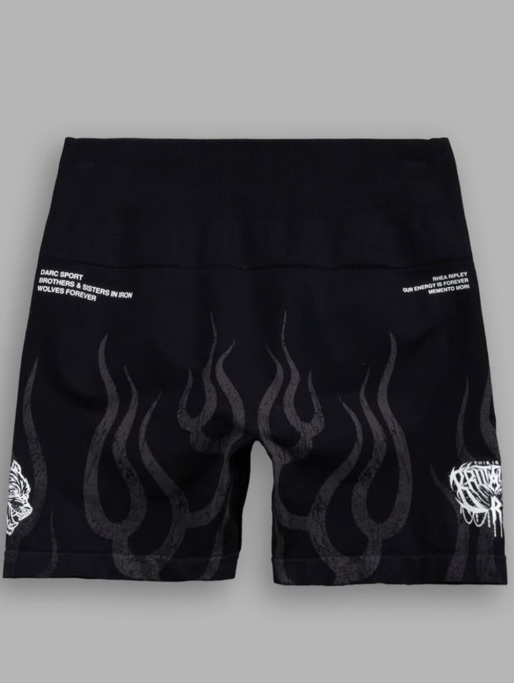 RARE Darc Sport Fire Black High-Rise Bike Shorts with White Logo